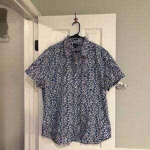 J.Crew Flex Floral Shirt Blue Pink XXL Slim Fit
